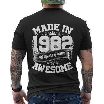 Vintage Crown Made In 1982 40 Years Of Being Awesome 40Th Birthday Men's Crewneck Short Sleeve Back Print T-shirt - Monsterry UK