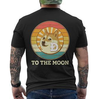 Vintage Dogecoin To The Moon Meme Emblem Men's Crewneck Short Sleeve Back Print T-shirt - Monsterry DE