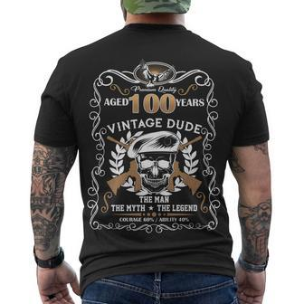 Vintage Dude Aged 100 Years Man Myth Legend 100Th Birthday Men's T-shirt Back Print - Thegiftio UK