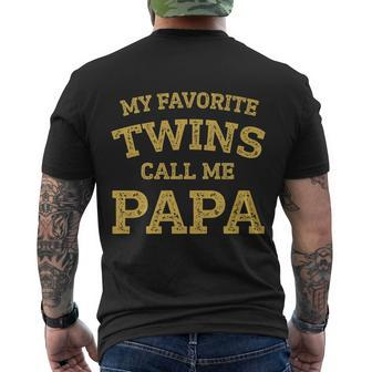 Vintage My Favorite Twins Call Me Papa Grandpa Of Twins Premium Men's T-shirt Back Print - Thegiftio UK