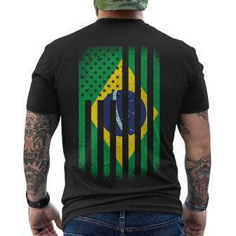 Vintage Flag Of Brazil Men's Crewneck Short Sleeve Back Print T-shirt - Monsterry