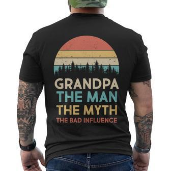 Vintage Grandpa Man Myth The Bad Influence Tshirt Men's Crewneck Short Sleeve Back Print T-shirt - Monsterry UK
