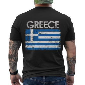 Vintage Greece Greek Flag Pride Gift Men's Crewneck Short Sleeve Back Print T-shirt - Monsterry