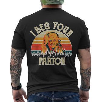 Vintage I Beg Your Parton Funny Tshirt Men's Crewneck Short Sleeve Back Print T-shirt - Monsterry