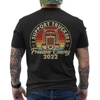 Vintage I Support Truckers Freedom Convoy 2022 Tshirt Men's Crewneck Short Sleeve Back Print T-shirt - Monsterry AU