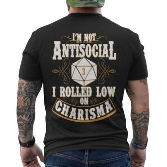 Vintage Im Not Antisocial I Rolled Low On Charisma Tshirt Men's Crewneck Short Sleeve Back Print T-shirt - Monsterry