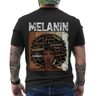 Vintage Juneteenth Melanin Black Natural Hair Afro Word Art Men's T-shirt Back Print - Thegiftio UK