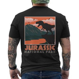 Vintage Jurassic National Park Poster Men's Crewneck Short Sleeve Back Print T-shirt - Monsterry