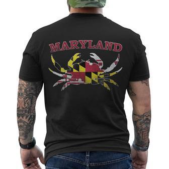 Vintage Maryland State Blue Crab Pride Flag Men's Crewneck Short Sleeve Back Print T-shirt - Monsterry AU