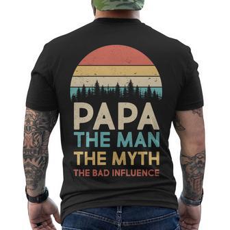 Vintage Papa Man Myth The Bad Influence Tshirt Men's Crewneck Short Sleeve Back Print T-shirt - Monsterry AU