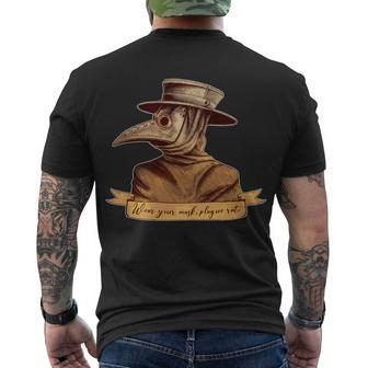 Vintage Plague Doctor Wear Your Mask Plague Rat Men's Crewneck Short Sleeve Back Print T-shirt - Monsterry