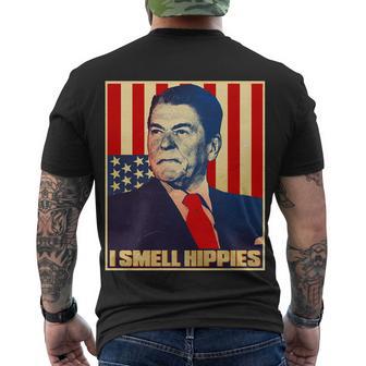 Vintage President Reagan I Smell Hippies Men's Crewneck Short Sleeve Back Print T-shirt - Monsterry DE