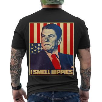 Vintage President Reagan I Smell Hippies Tshirt Men's Crewneck Short Sleeve Back Print T-shirt - Monsterry UK