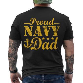 Vintage Proud Navy Dad Tshirt Men's Crewneck Short Sleeve Back Print T-shirt - Monsterry