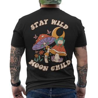 Vintage Retro Stay Wild Moon Child Frog Mushroom Hippie Men's T-shirt Back Print - Seseable