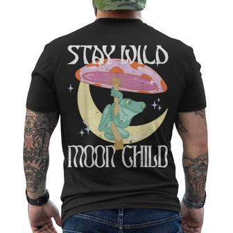 Vintage Retro Stay Wild Moon Child Frog Peace Love Hippie Men's T-shirt Back Print - Seseable