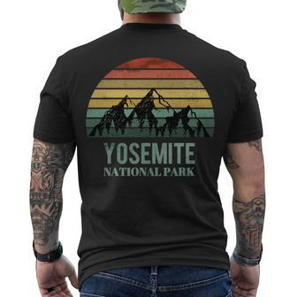 Vintage Retro Yosemite National Park Mountain California Men's T-shirt Back Print - Seseable