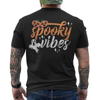 Vintage Spooky Vibes Halloween Novelty Graphic Art Men's T-shirt Back Print - Seseable