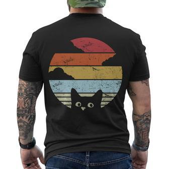 Vintage Sunset Cat Tshirt Men's Crewneck Short Sleeve Back Print T-shirt - Monsterry AU