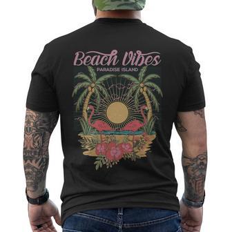 Vintage Tropical Beach Vibes Paradise Island Men's Crewneck Short Sleeve Back Print T-shirt - Monsterry