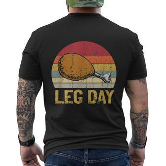Vintage Turkey Thanksgiving Its Leg Day Gym Workout Tshirt Men's Crewneck Short Sleeve Back Print T-shirt - Monsterry UK