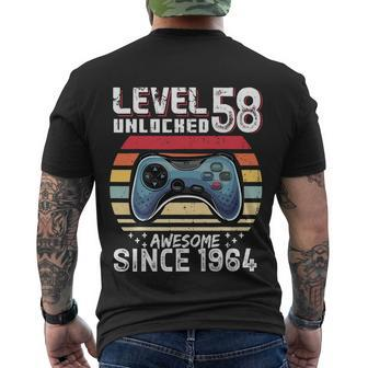 Vintage Video Gamer Birthday Level 58 Unlocked 58Th Birthday Men's Crewneck Short Sleeve Back Print T-shirt - Monsterry AU