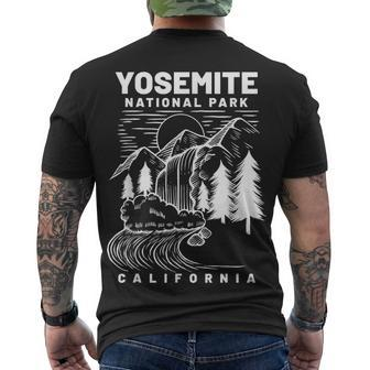 Vintage Yosemite National Park California Hiker Men's T-shirt Back Print - Seseable