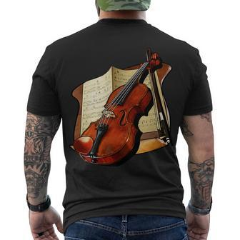 Violin And Sheet Music Men's Crewneck Short Sleeve Back Print T-shirt - Monsterry AU