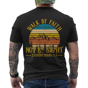 Walk By Faith Not By Sight 2 Corinthians 57 Tshirt Men's Crewneck Short Sleeve Back Print T-shirt - Monsterry AU