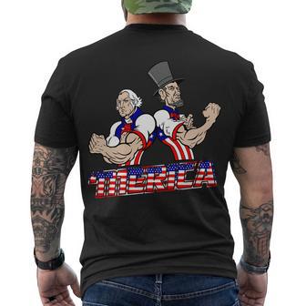 Washington And Lincoln &Merica Men's Crewneck Short Sleeve Back Print T-shirt - Monsterry DE