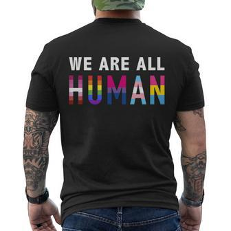 We Are All Human With Lgbtq Flags For Pride Month Meaningful Gift Men's Crewneck Short Sleeve Back Print T-shirt - Monsterry AU