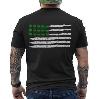 Weed American Flag Tshirt Men's Crewneck Short Sleeve Back Print T-shirt - Monsterry UK