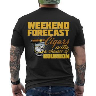 Weekend Forcast Cigars And Bourbon Tshirt Men's Crewneck Short Sleeve Back Print T-shirt - Monsterry