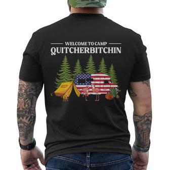 Welcome To Camp Quitcherbitchin Flamingo Graphic 4Th Of July Plus Size Shirt Men's Crewneck Short Sleeve Back Print T-shirt - Monsterry