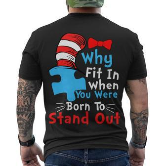 Why Fit In When You Were Born To Stand Out Autism Tshirt Men's Crewneck Short Sleeve Back Print T-shirt - Monsterry
