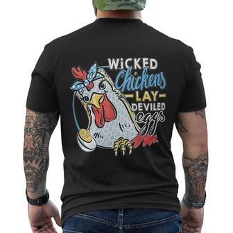 Wicked Chickens Lay Deviled Eggs Funny Chicken Lovers Men's Crewneck Short Sleeve Back Print T-shirt - Monsterry CA