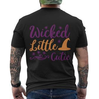 Wicked Little Cutie Witch Hat Halloween Quote Men's Crewneck Short Sleeve Back Print T-shirt - Monsterry