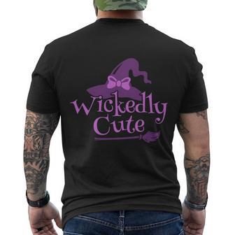 Wickedly Cute Witch Hat Halloween Quote Men's Crewneck Short Sleeve Back Print T-shirt - Monsterry