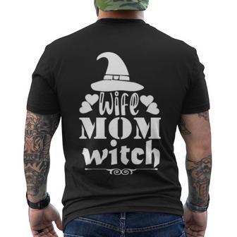 Wife Mom Witch Halloween Quote Men's Crewneck Short Sleeve Back Print T-shirt - Monsterry CA