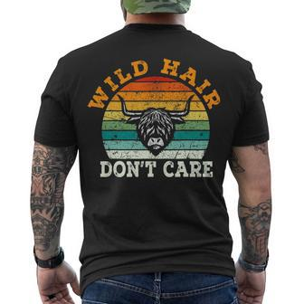 Wild Hair Dont Care Cow For Scottish Highland Cattle Fans Men's T-shirt Back Print - Thegiftio UK