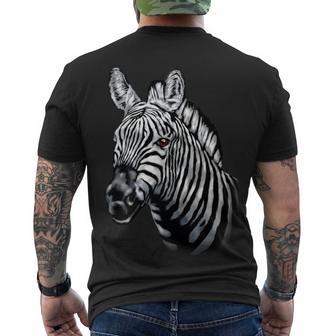 Wildlife - Big Face Zebra Up Close Portrait Tshirt Men's Crewneck Short Sleeve Back Print T-shirt - Monsterry AU