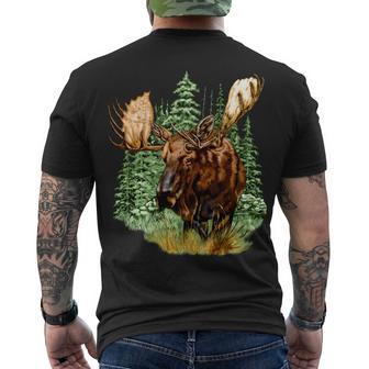 Wildlife - Moose Portrait Men's Crewneck Short Sleeve Back Print T-shirt - Monsterry