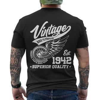 Winged Wheel Vintage 1942 Aged To Perfection Superior Quality 80Th Birthday Men's Crewneck Short Sleeve Back Print T-shirt - Monsterry DE