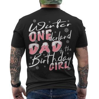 Mens Winter Onederland Dad Of Birthday Girl 1St Birthday Theme Men's T-shirt Back Print - Seseable