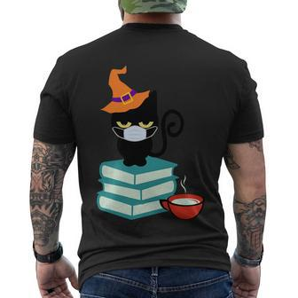 Witch Cat Book Coffee Lovers Halloween Quote Men's Crewneck Short Sleeve Back Print T-shirt - Monsterry