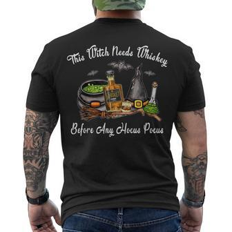 This Witch Needs Whisky Before Any Hocus Halloween Pocus Men's T-shirt Back Print - Seseable