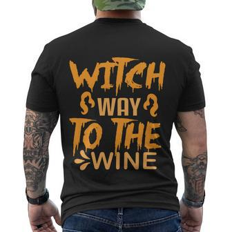 Witch Way To The Wine Halloween Quote Men's Crewneck Short Sleeve Back Print T-shirt - Monsterry DE