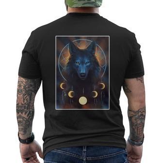 Wolf Dream Catcher Moon Phases Tshirt Men's Crewneck Short Sleeve Back Print T-shirt - Monsterry UK