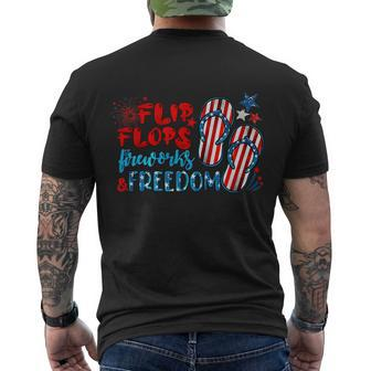 Womens Flip Flops Fireworks And Freedom 4Th Of July Men's Crewneck Short Sleeve Back Print T-shirt - Monsterry AU