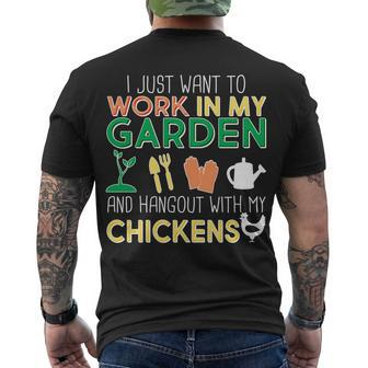 Work In My Garden Hangout With My Chickens Men's Crewneck Short Sleeve Back Print T-shirt - Monsterry DE